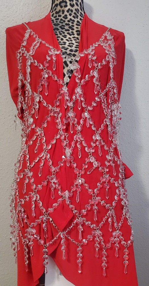 DA VEAMOR Crystal Mesh Body Chain Tunic NWT Pageant Stage Wear Festival Rave