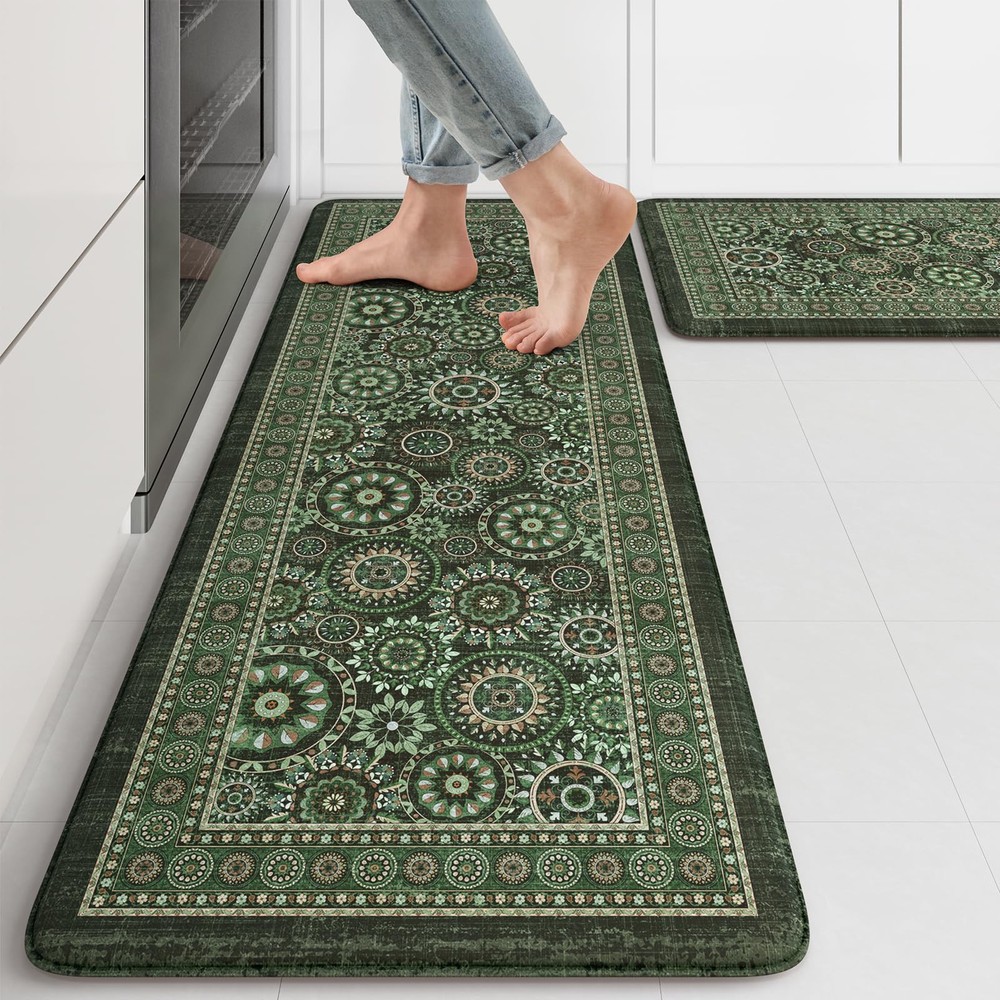 Anti-Fatigue Cushioned Boho Kitchen Rugs 2-Piece Floor Mats for Comfort