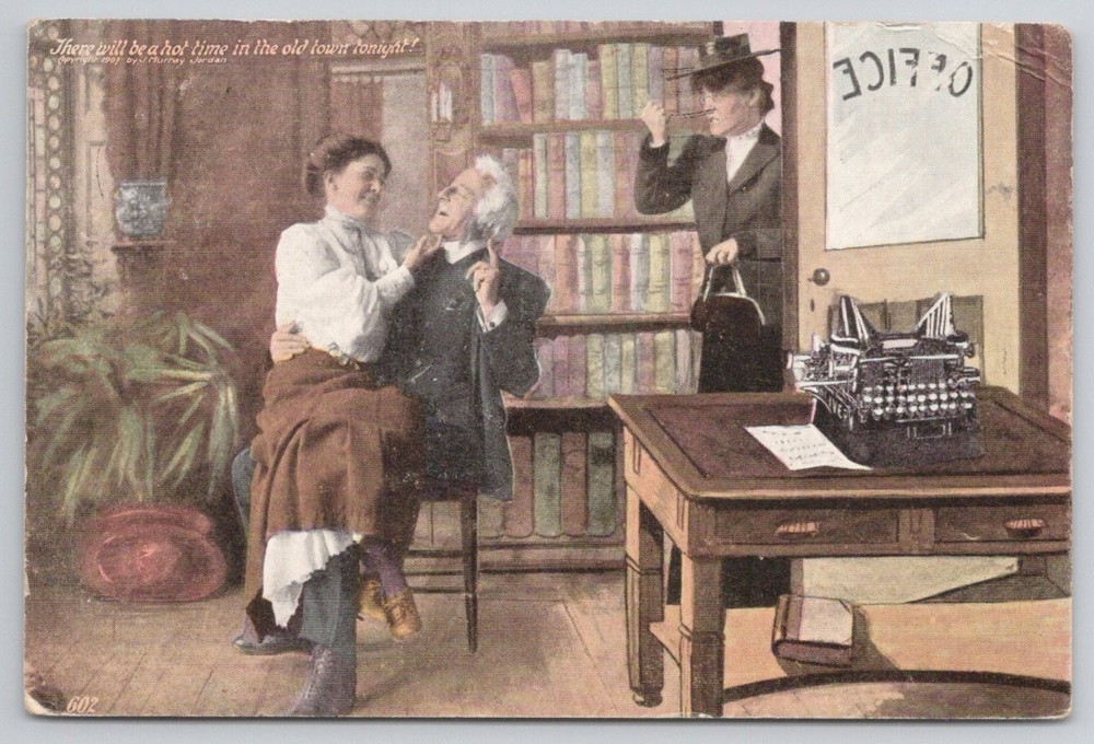 1907 Humorous Office Flirting Postcard - J. Murray Jordan Publisher