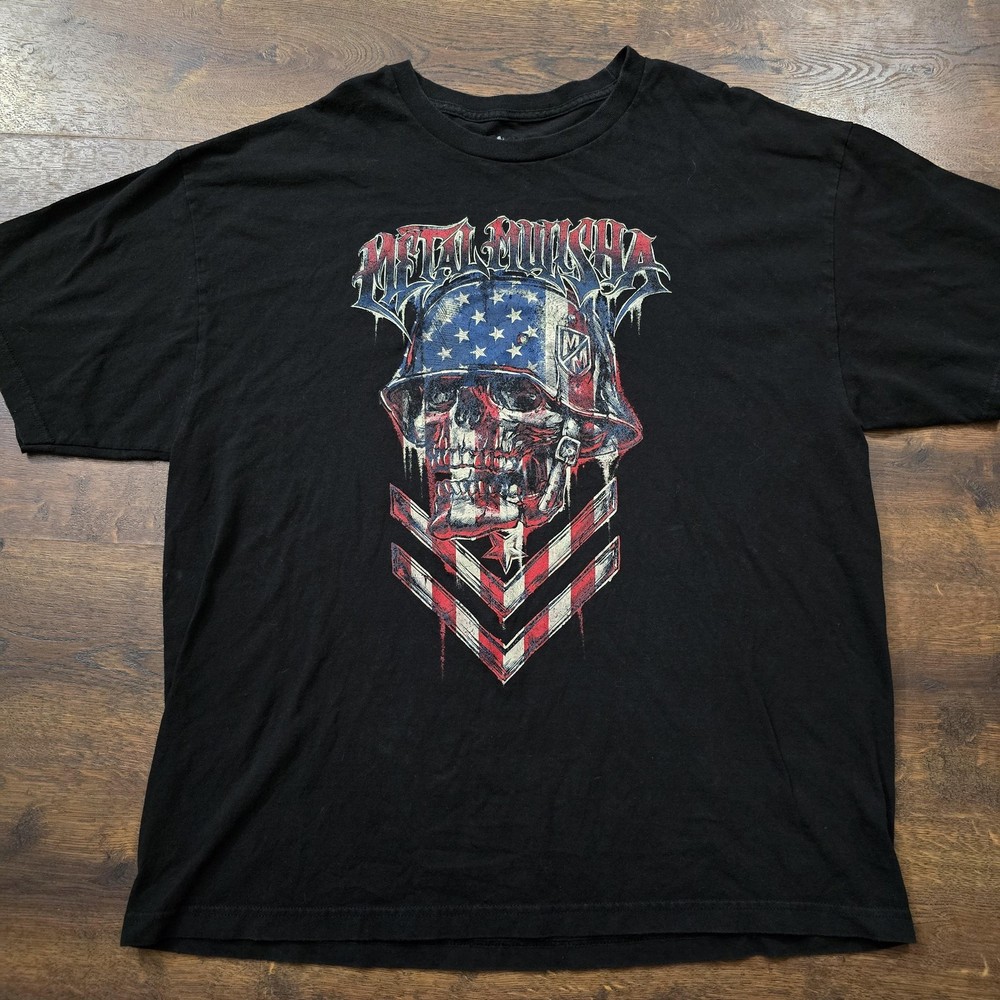 Metal Mulisha Shirt Mens XL Black American Flag Skull Patriotic Graphic Tee