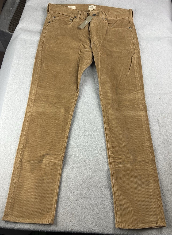 J.Crew Men’s Slim Fit Stretch Corduroy Pants 484 in Koa Brown W32 L30 New With Tags