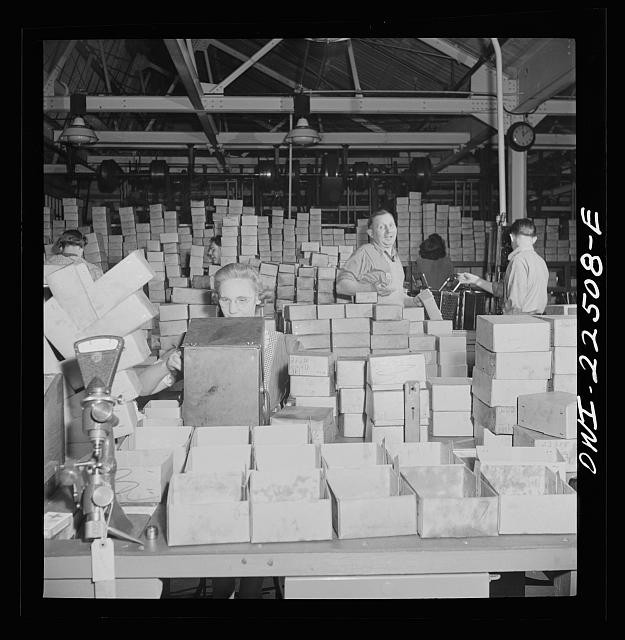Photo:1930s Factory Workers Packing Boxes Assembly Line Warehouse Interior