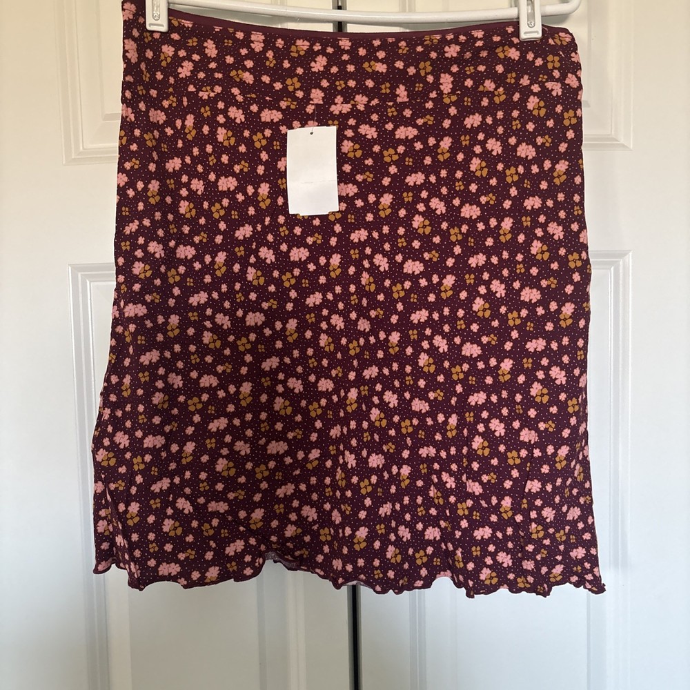 Free People Women's Skirt Size 6 Maroon Floral Print Mini Skirt NWT