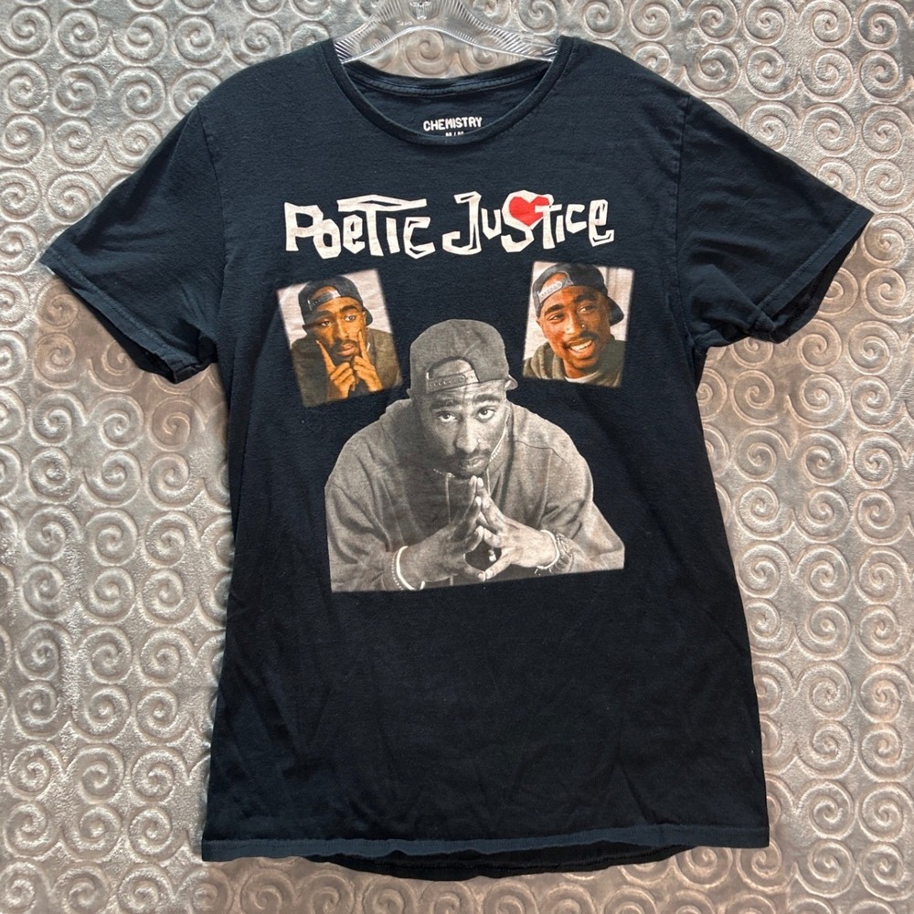 Poetic Justice Tupac Shakur Graphic T Shirt Black Mens Size Medium Chemistry