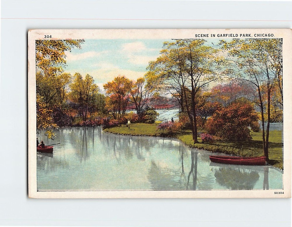 Postcard Scene in Garfield Park Chicago Illinois USA