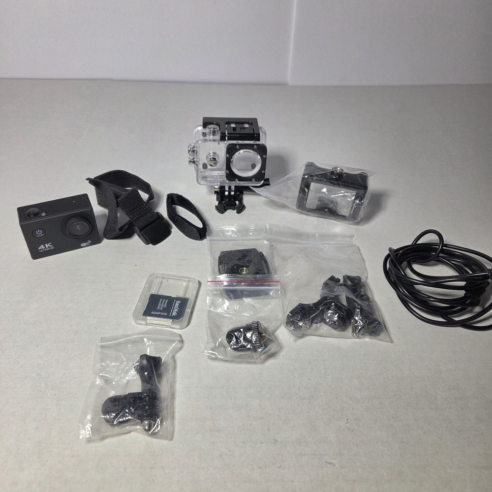 4K Action Camera Kit Waterproof Case And Accessories Tested/works Micro Sim Batt