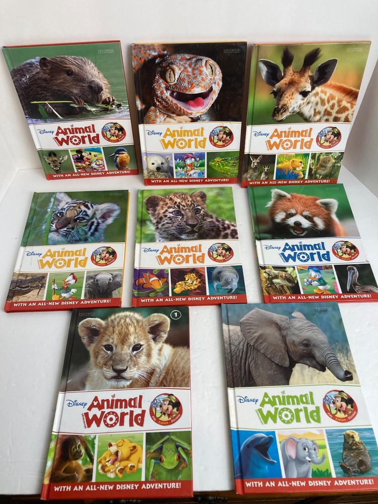 Disney Animal World Hardcover Book Lot of 8 Eaglemoss Children Wildlife