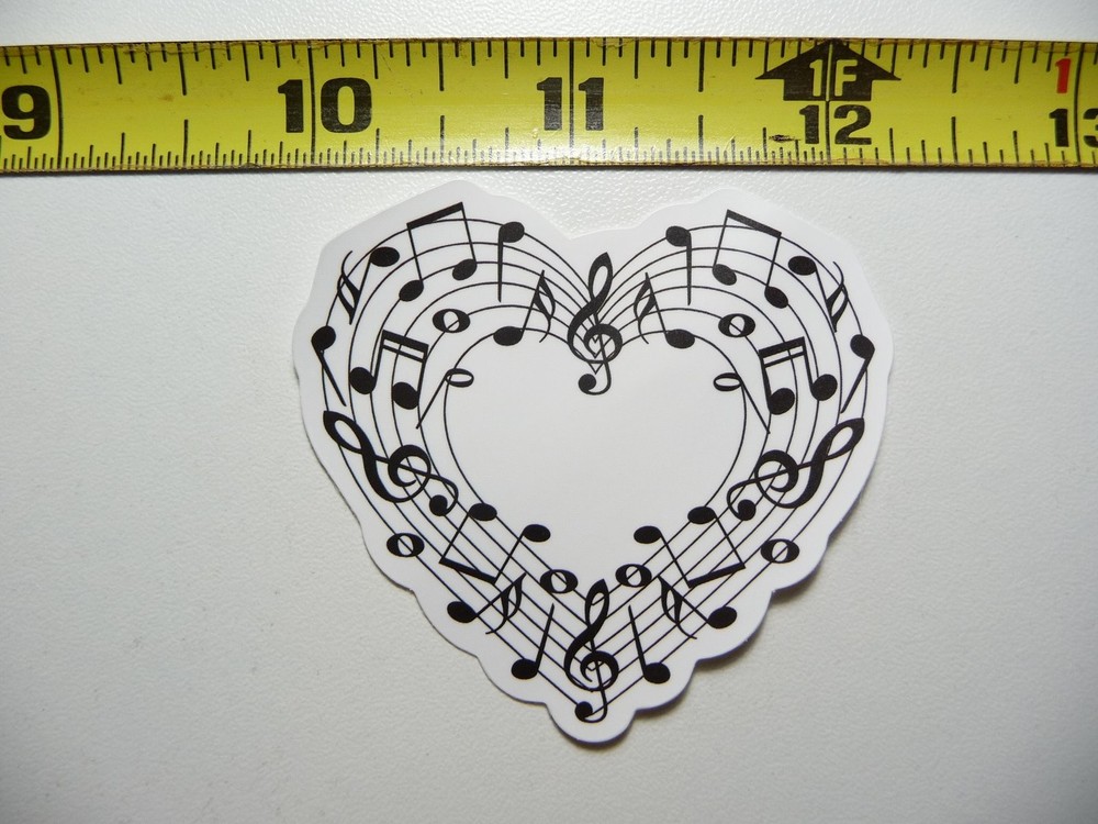 Double Heart Music Notes Love Sticker Decal for Musicians and Bands