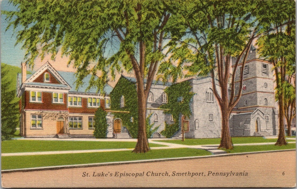 St. Luke's Episcopal Church Smethport PA McKean County Linen Postcard