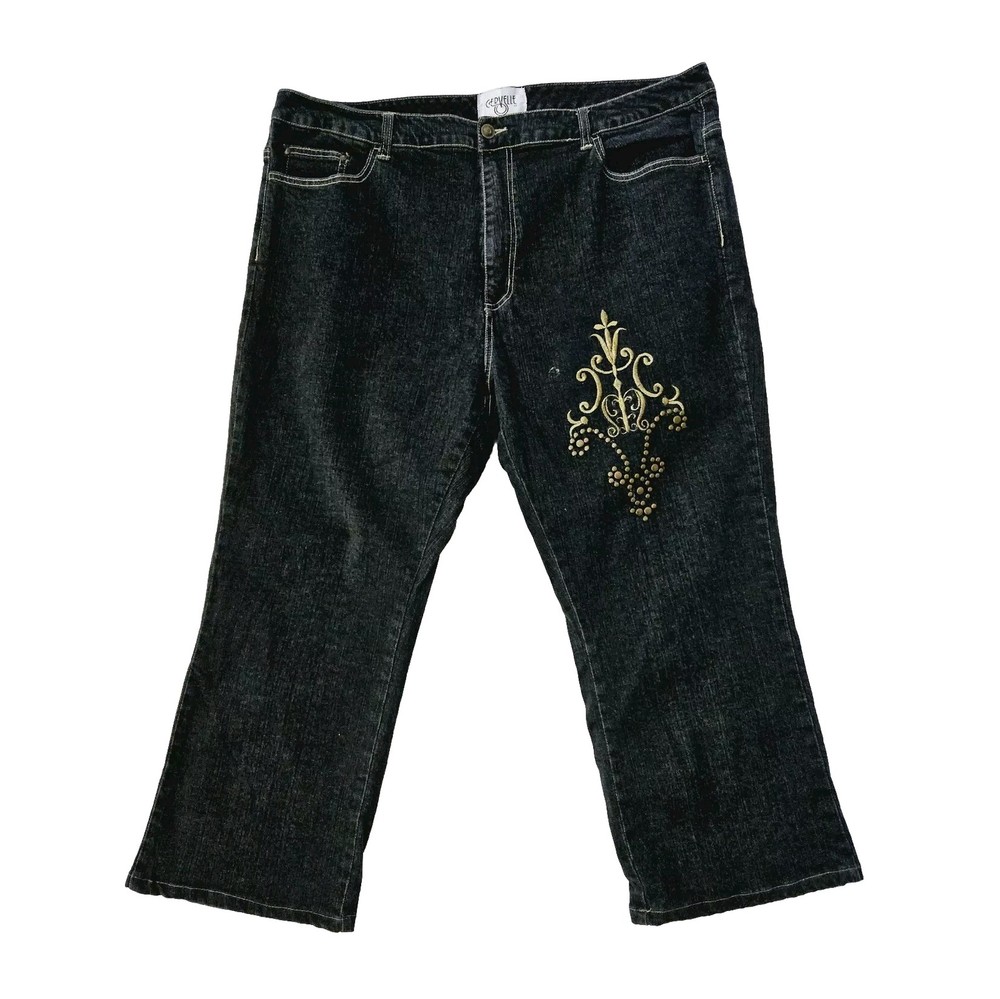 Cervelle Gold Embroidered Stud Loose Fit Jeans Size 40W x 25L