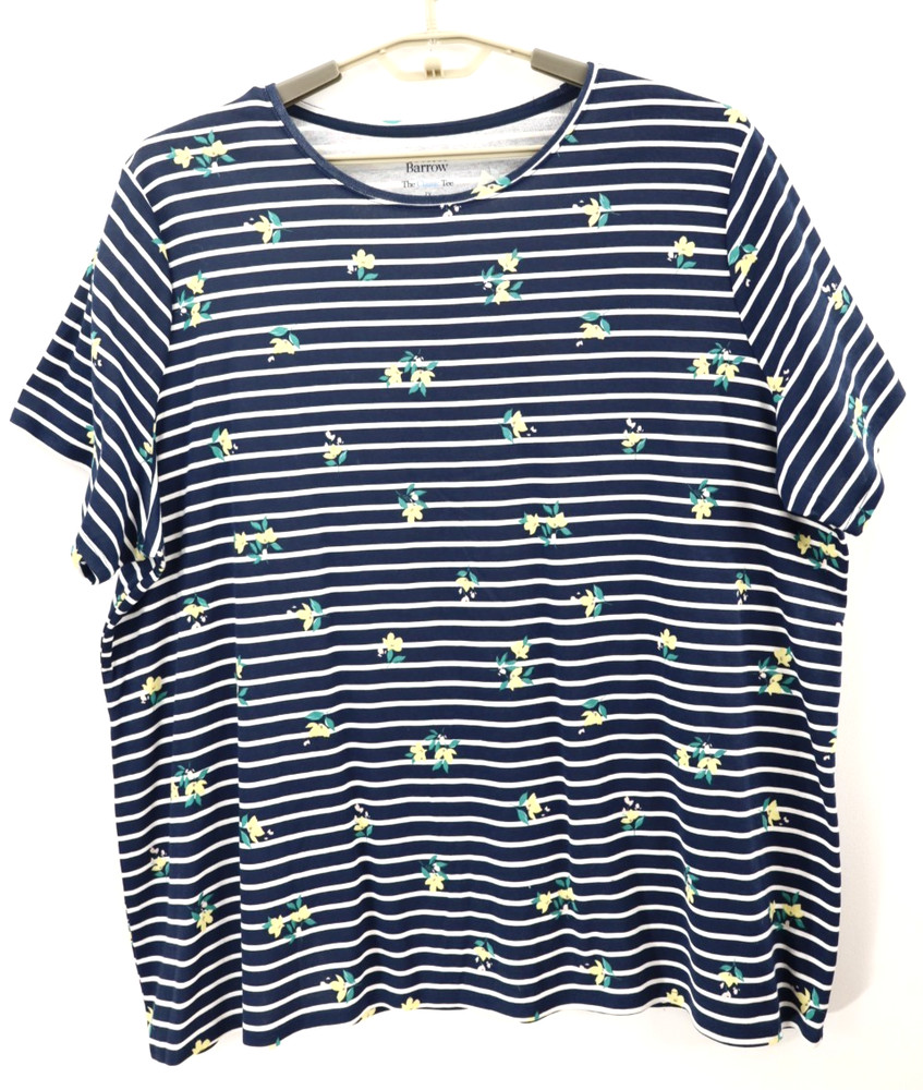 NEW CROFT & BARROW Women's Cotton Classic Tee Top Striped Floral Size 3X Plus