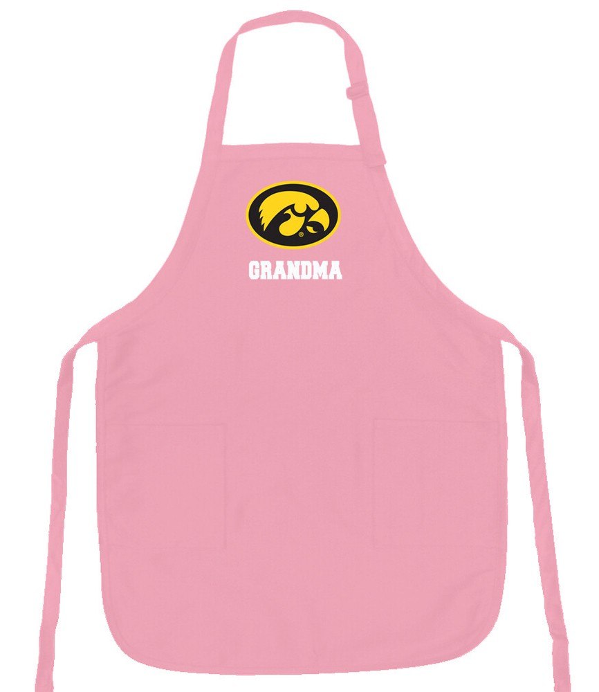 UI Grandma Apron – Adjustable Neck, Pockets, Cute Iowa Hawkeyes Design