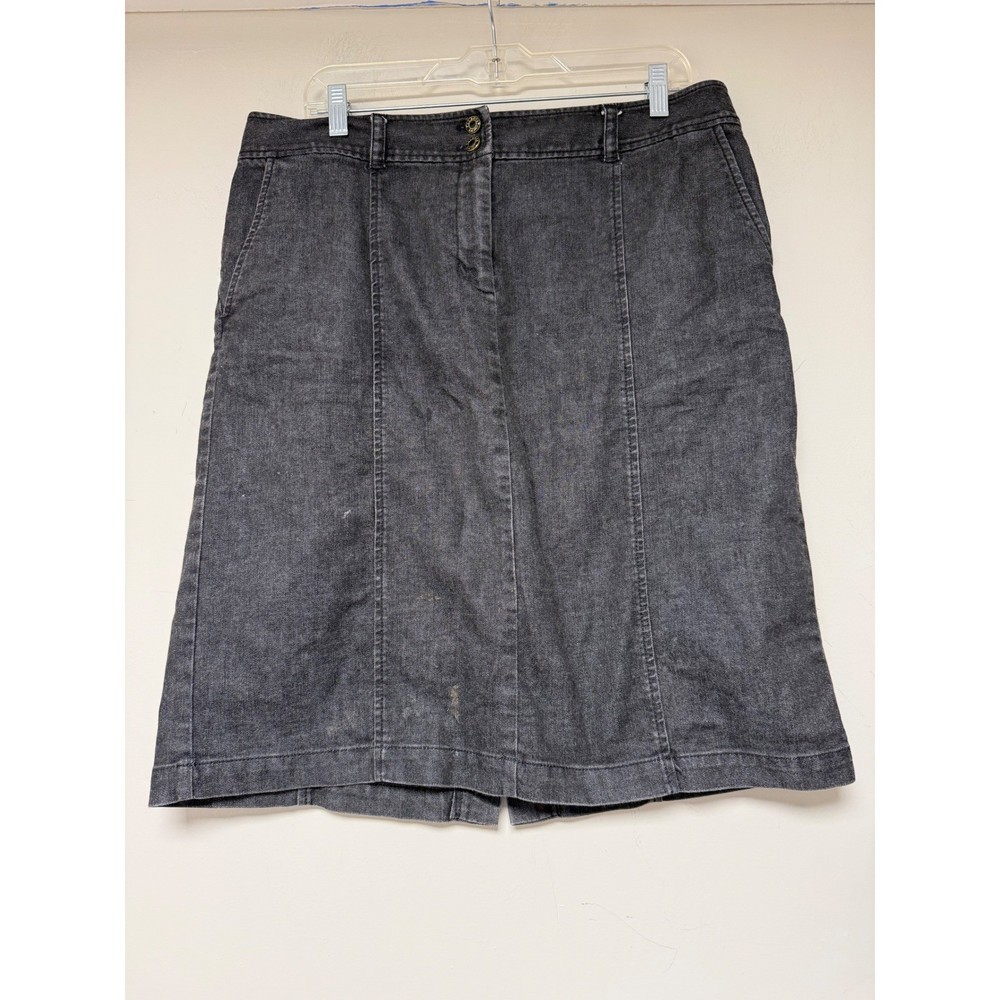 Talbots Women's Dark Wash Denim A-Line Midi Skirt Size 14