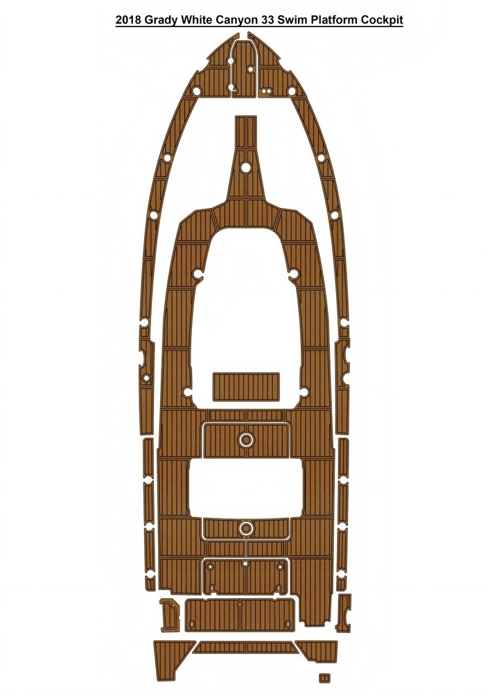 2018 Grady White Canyon 33 Swim Platform Cockpit Bow Boat EVA Foam Teak Floor