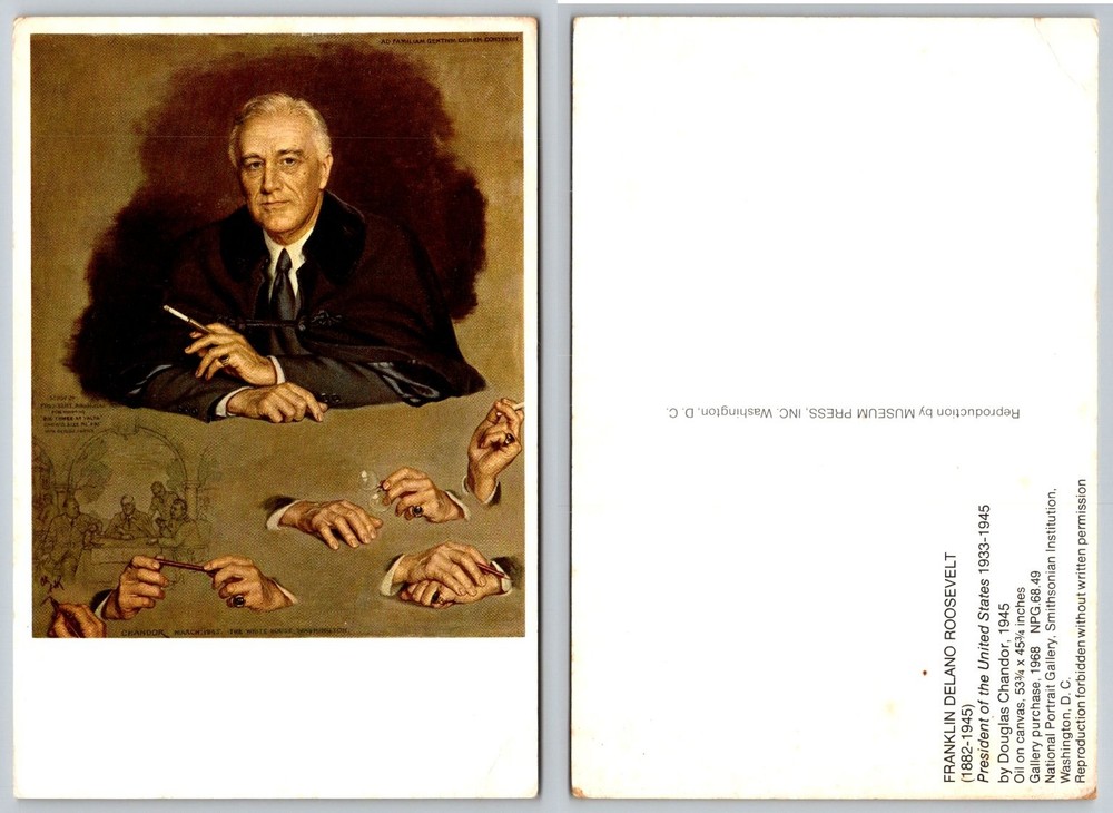 FDR Franklin D Roosevelt Douglas Chandor Portrait Postcard 1945 Smithsonian NPG