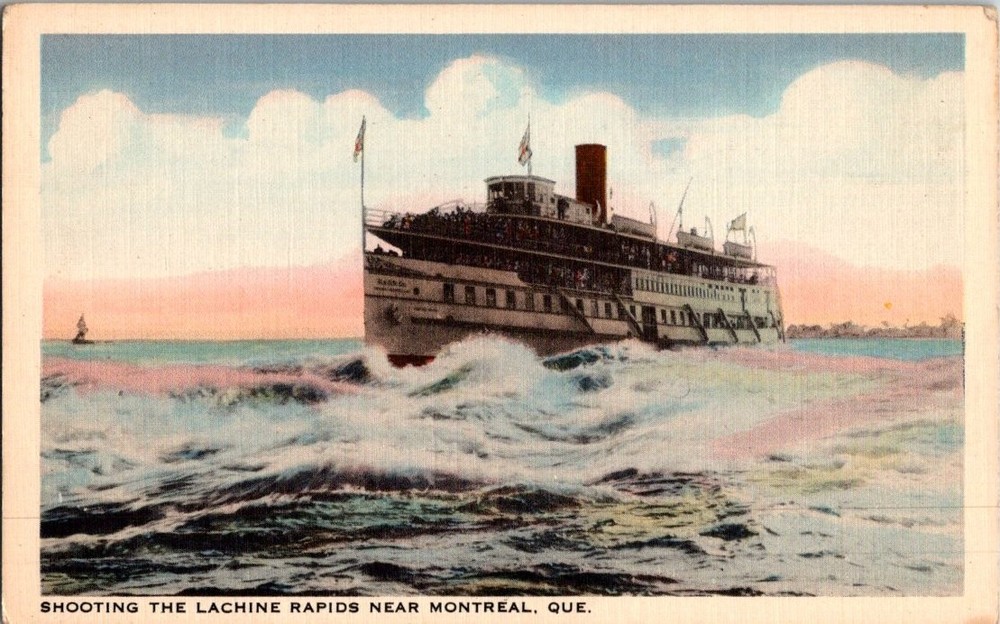 Lachine Rapids Montreal Quebec Steamboat Deeptone Series Postcard Canada