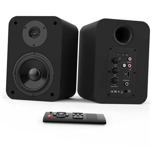 SR04 Bluetooth Bookshelf Speakers for Record Player with Built-in Amp