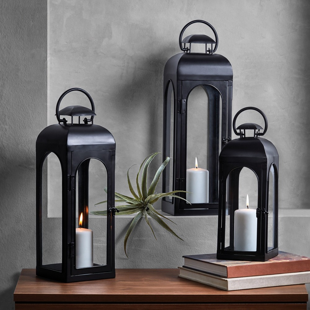 Better Homes & Gardens Black Metal Lantern Candle Holder, 18