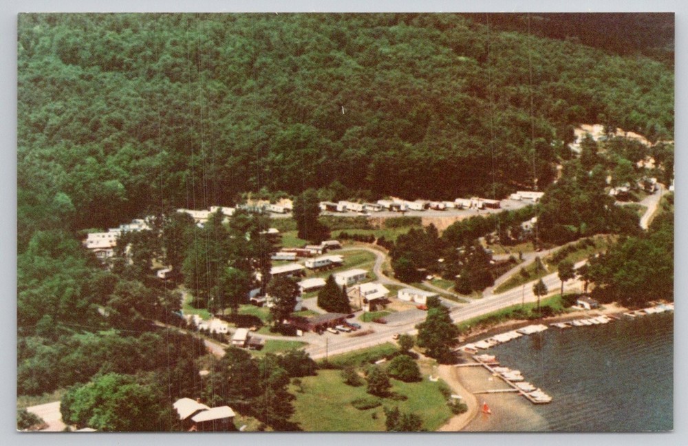 Deep Creek Lake Maryland Vintage Postcard The Trading Post Resort Aerial View