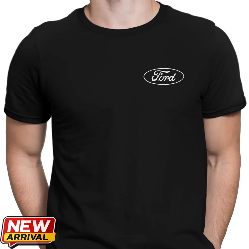 Ford Logo Men Black Cotton Fabric TShirt Streetwear Style Classic Fit