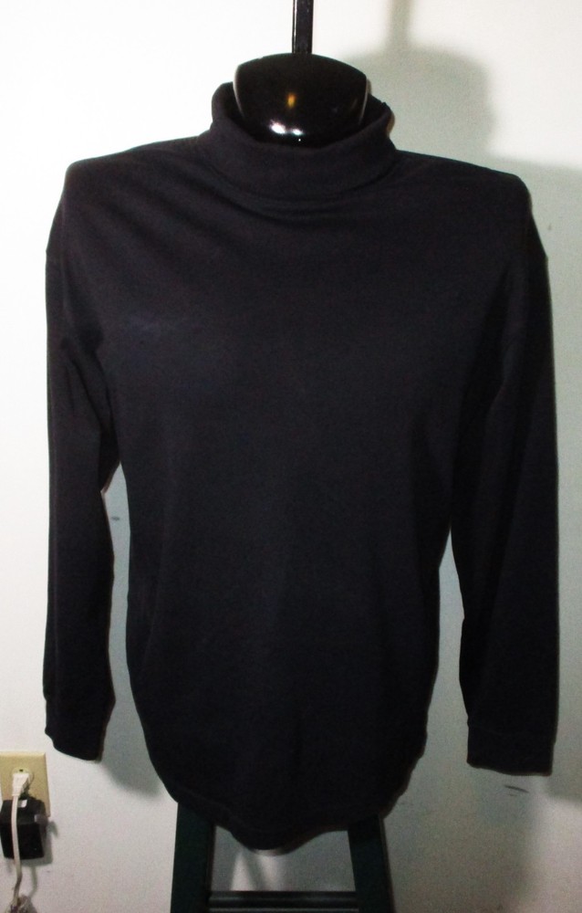 L.L. BEAN Navy Blue Long Sleeve Turtleneck Shirt Men's Size L Reg.