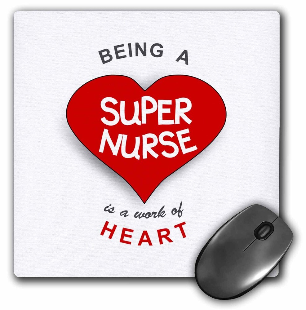 3dRose Being a Super Nurse is a work of Heart. Red job quote - nursing gift Mous