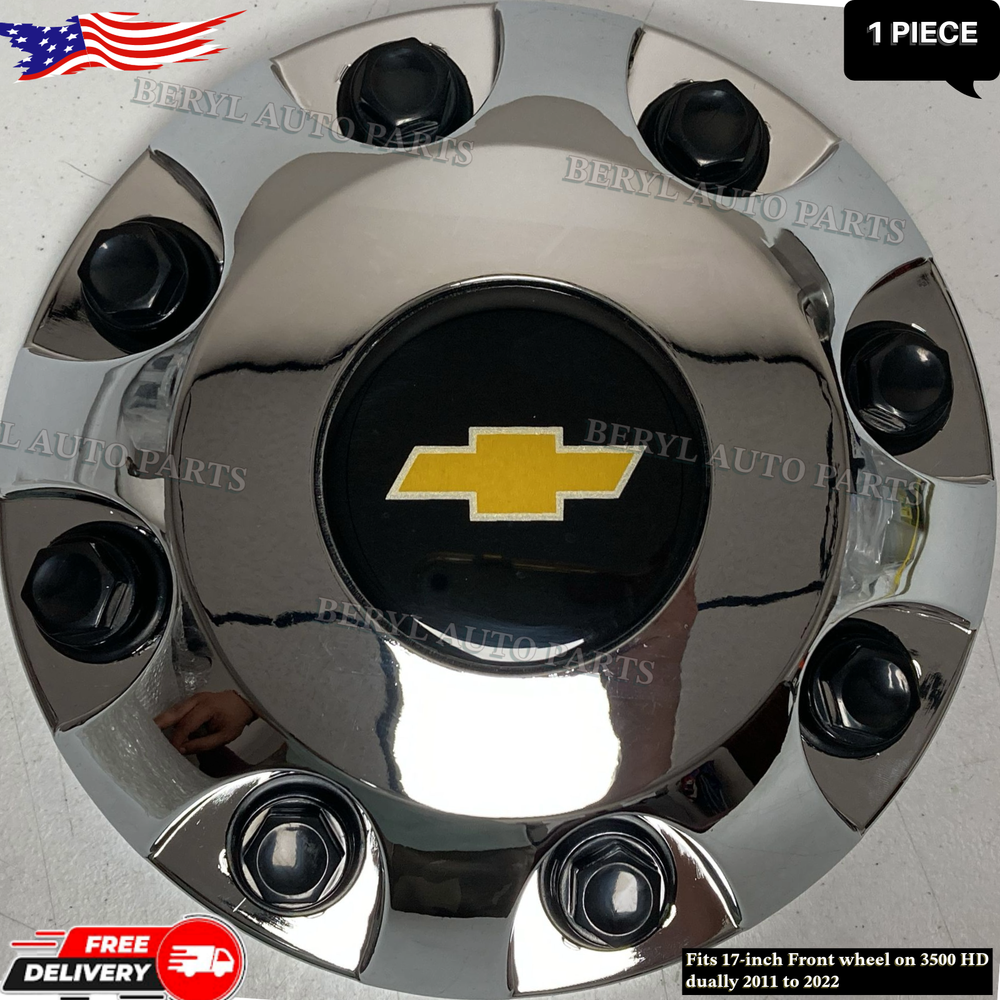 2011-2021 Chevy Silverado 3500HD Chrome 8-Lug Front Hub Cap GM 9597801 New