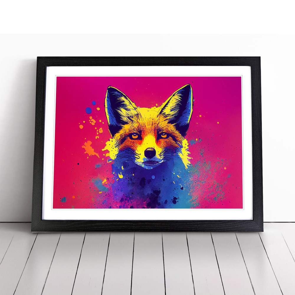 Fox Paint Splatter Vol.3 Abstract Wall Art Print Framed Canvas Picture Poster