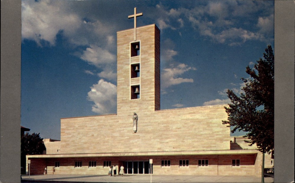 St Johns Catholic Church Rochester Minnesota vintage postcard g913