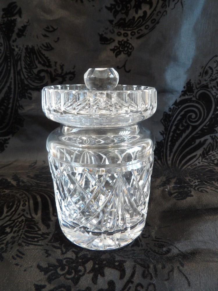 Waterford Cut Crystal Condiment Jar with Lid~Mayo~Jam~Jelly~Mustard~Honey Pot
