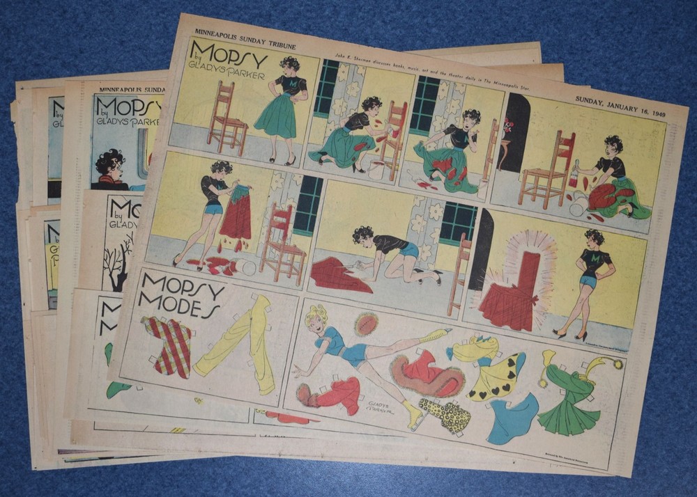 MOPSY with PAPER DOLLS (1949) - 15 Sunday Newspaper Comics - by GLADYS PARKER