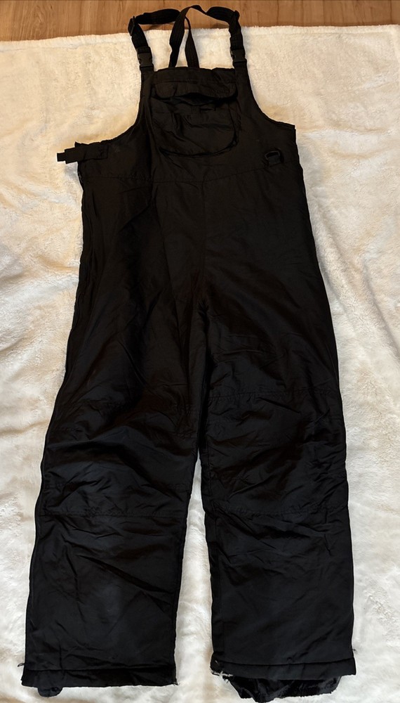 Black Insulated Snow Bibs Waterproof Ski / Snowboard Overalls Size Large