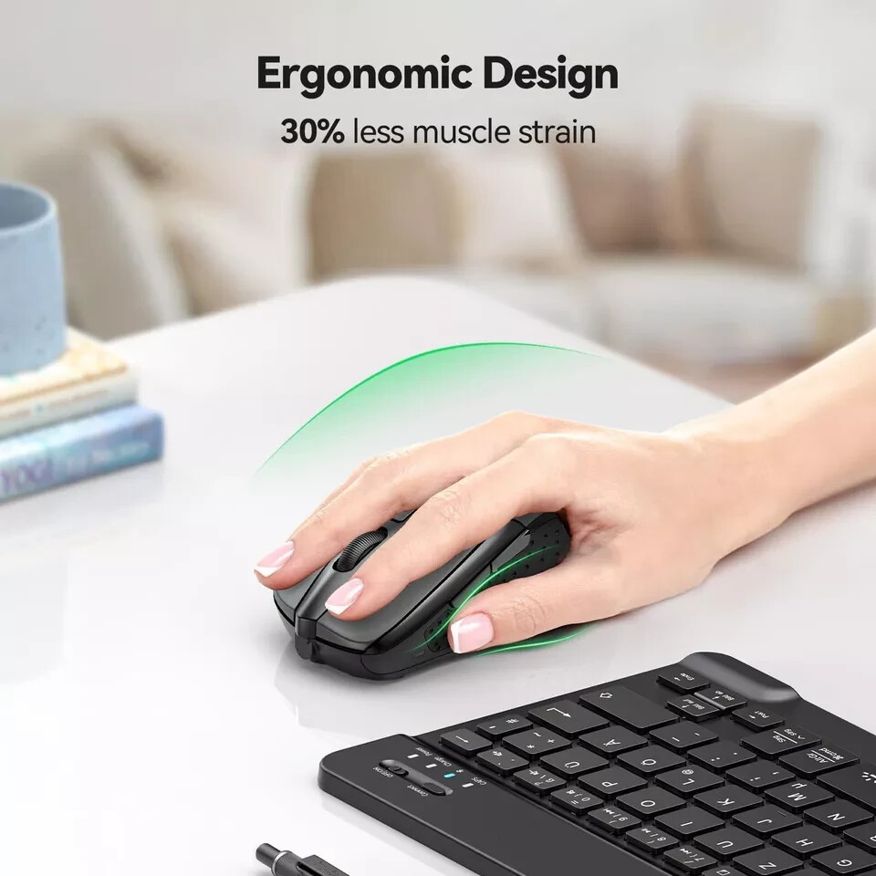Wireless Silent Mouse with 6 Adjustable DPI 2.4G Optical USB Computer Mouse for Noise-Free Work