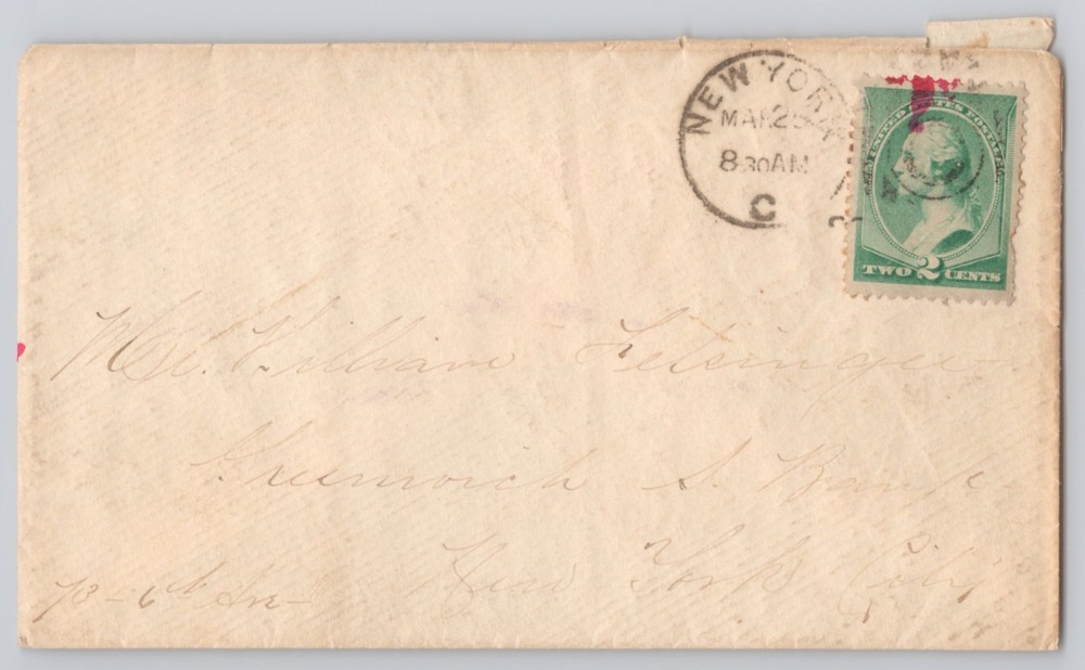 New York, NY, Addressed Envelope with 2c Washington Green Stamp May 2 Cancel