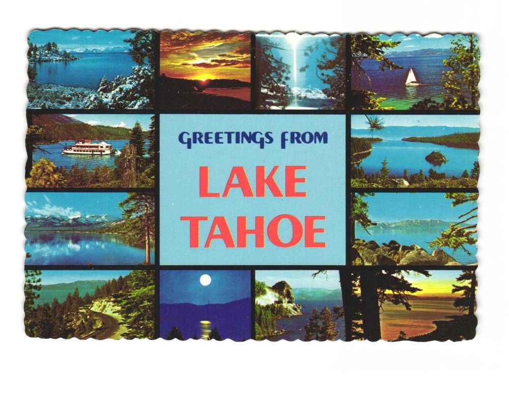 Greetings from Lake Tahoe vintage postcard unposted