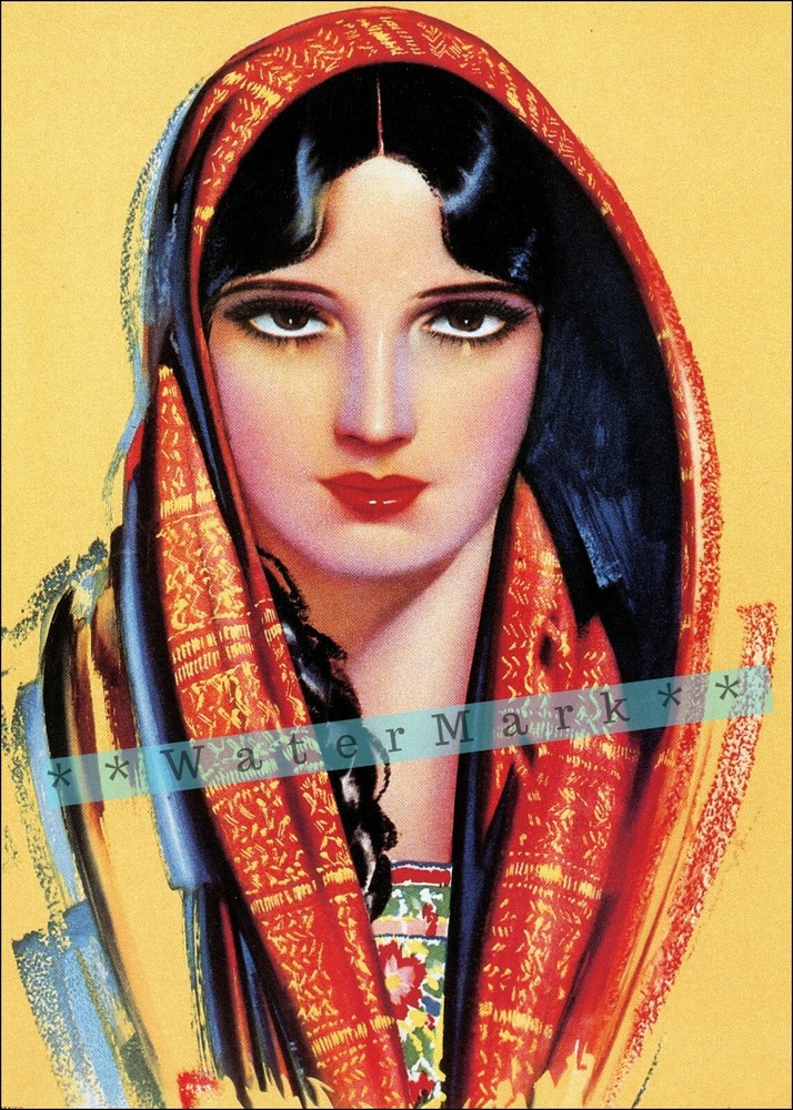 Women Of Mexico 1940 Mexican Calendar Art Vintage Poster Print Retro Style #6