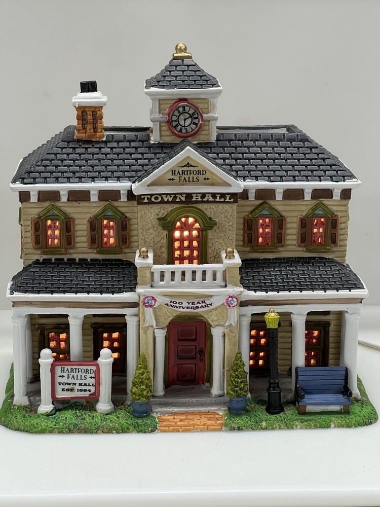 Lemax Hartford Falls Retired Town Hall #25352 Lighted 2012 Mint Condition