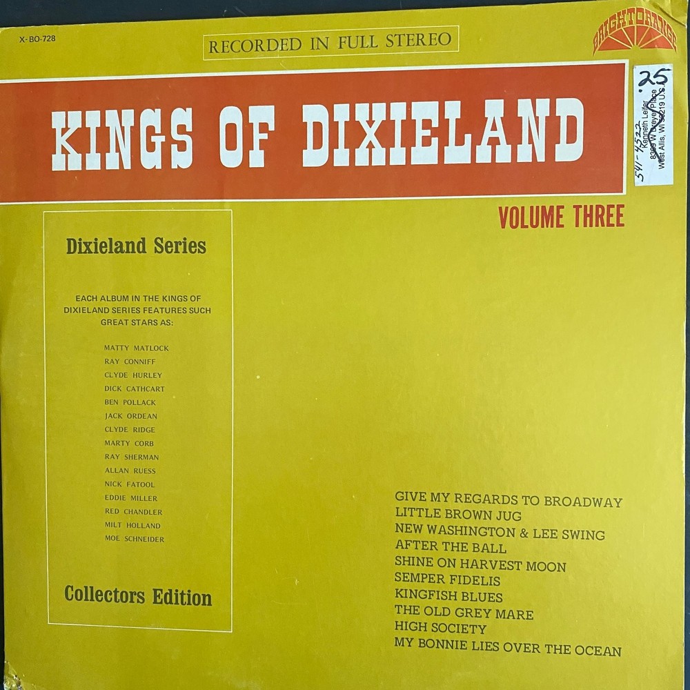 Kings of Dixieland – Volume Three LP Record Stereo Bright Orange Jazz 33 RPM