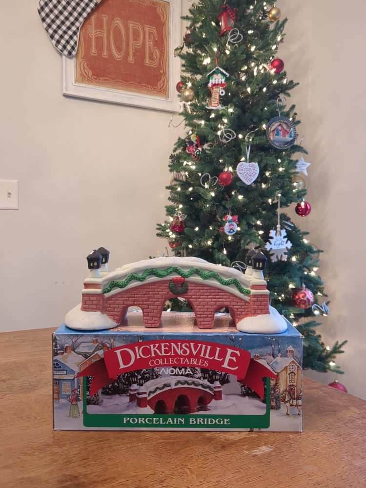 Hand Painted Dickensville Christmas Village Porcelain Lamp Bridge by Lemax  