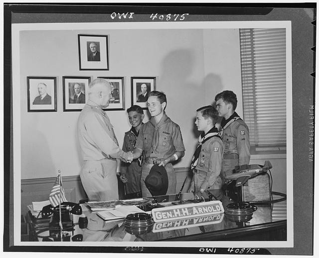 Washington DC General H.H. Arnold Boy Scouts 1940s Handshake Office Photo