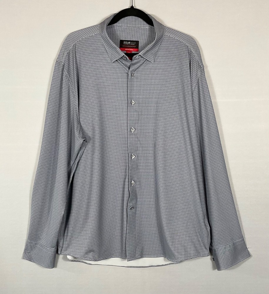 KENNETH COLE Shirt Mens XL Black White Check Awearness Button Up Long Sleeves