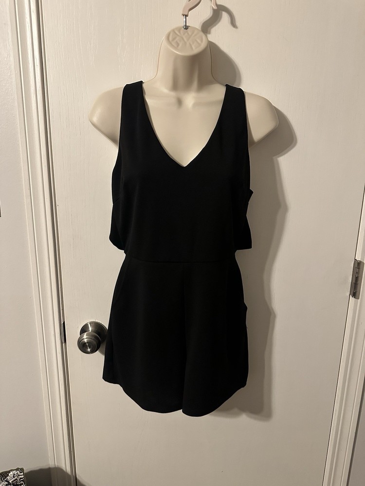 Crystal Sky Women's Romper w/Pockets Criss Cross Back Zip V-Neck