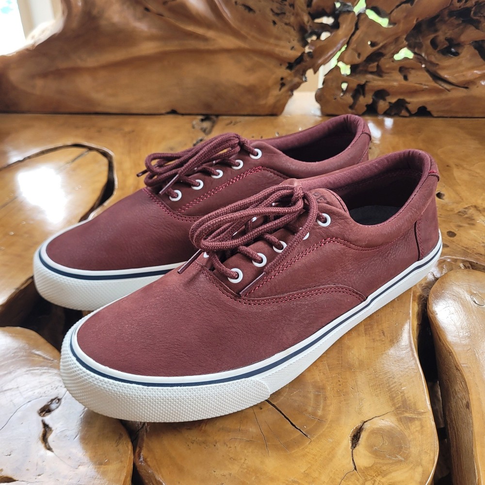 Sperry Mens Striper II CVO Sneakers Size 11 Red Canvas Casual Preppy Shoes