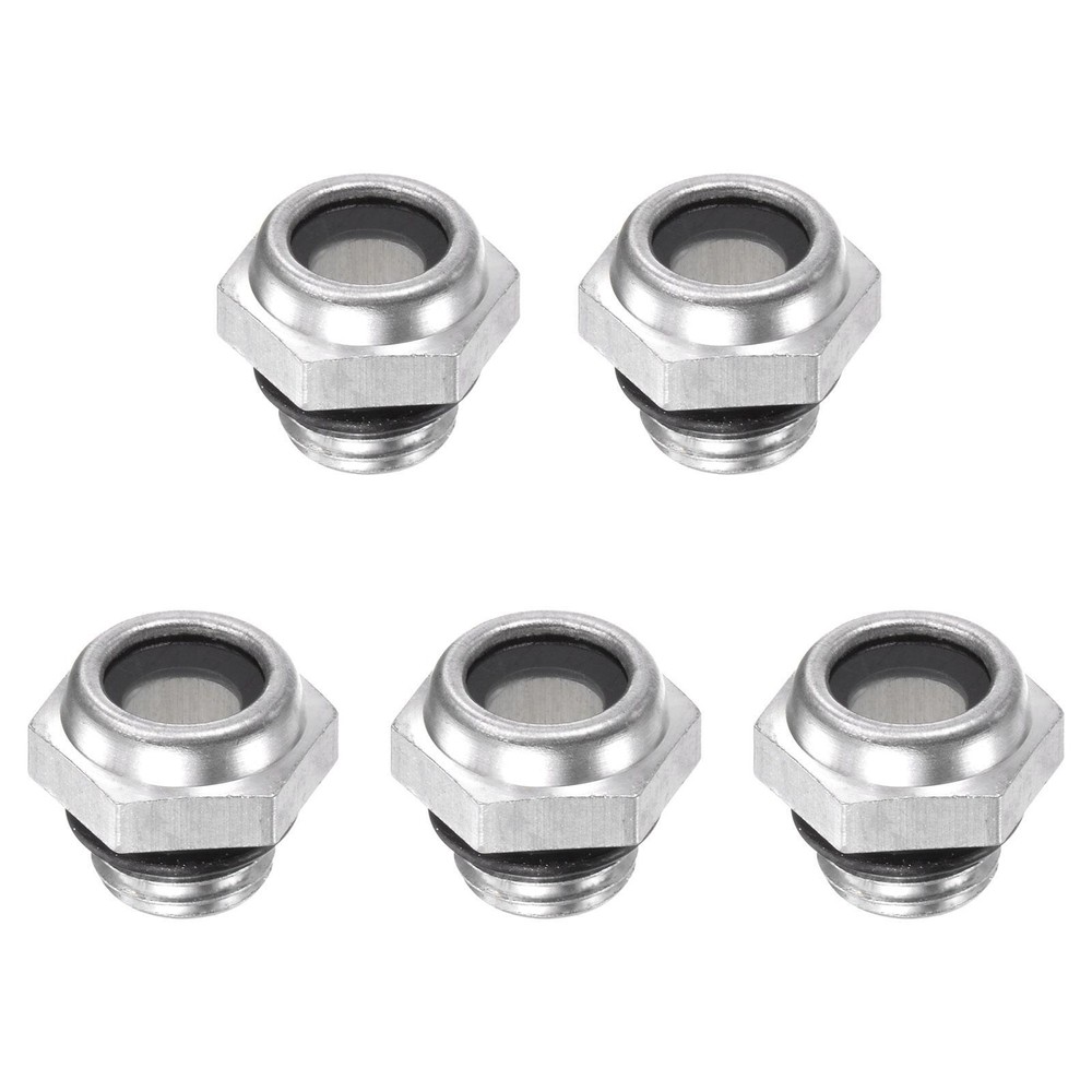 Air Compressor Oil Level Gauge Sight Glass M12x1.5mm Male Thread Aluminum 5Pcs