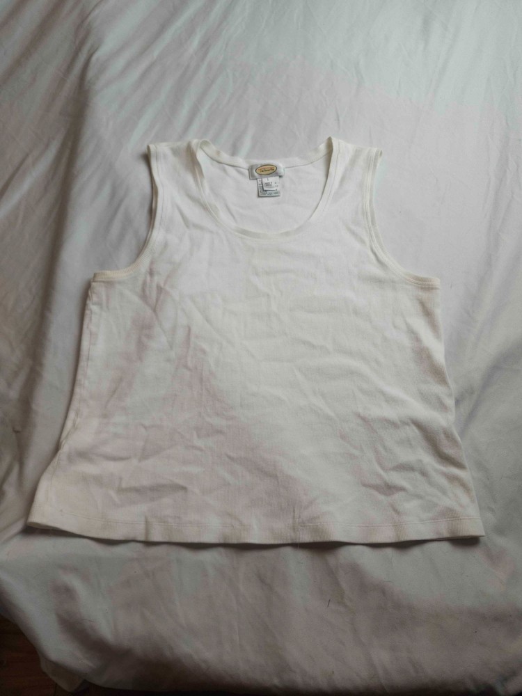 Talbots Tank Top Womens L White Minimalist Old Money Quiet Luxe Capsule Wardrobe