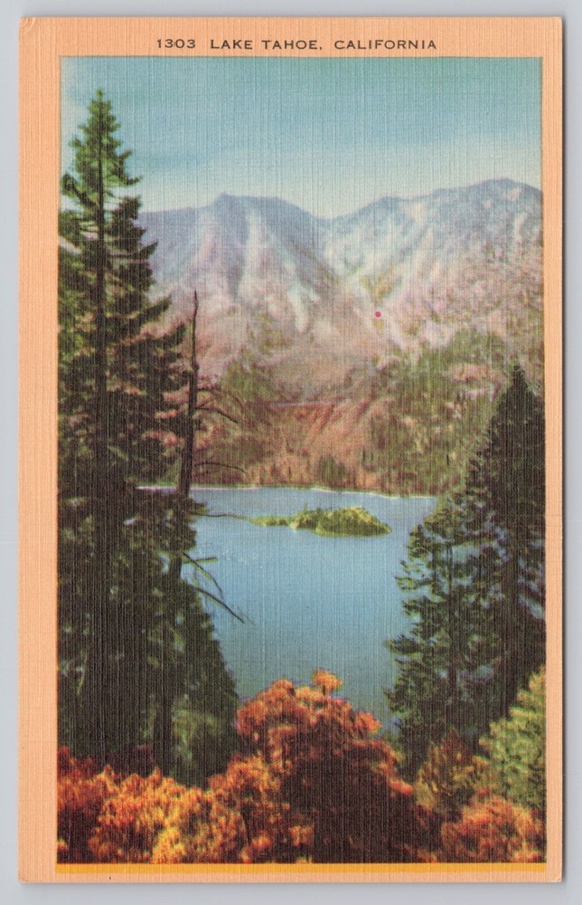 Lake Tahoe California, Scenic View Sierra Nevada Mountains, Vintage Postcard