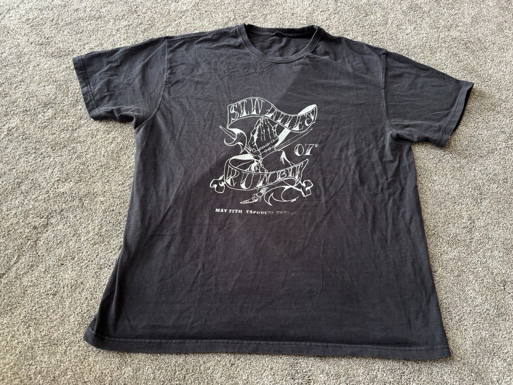 Sin Alley Rumble Saints Hot Rod Show Shirt Mens 2XL Black 2007 Norfolk Virginia