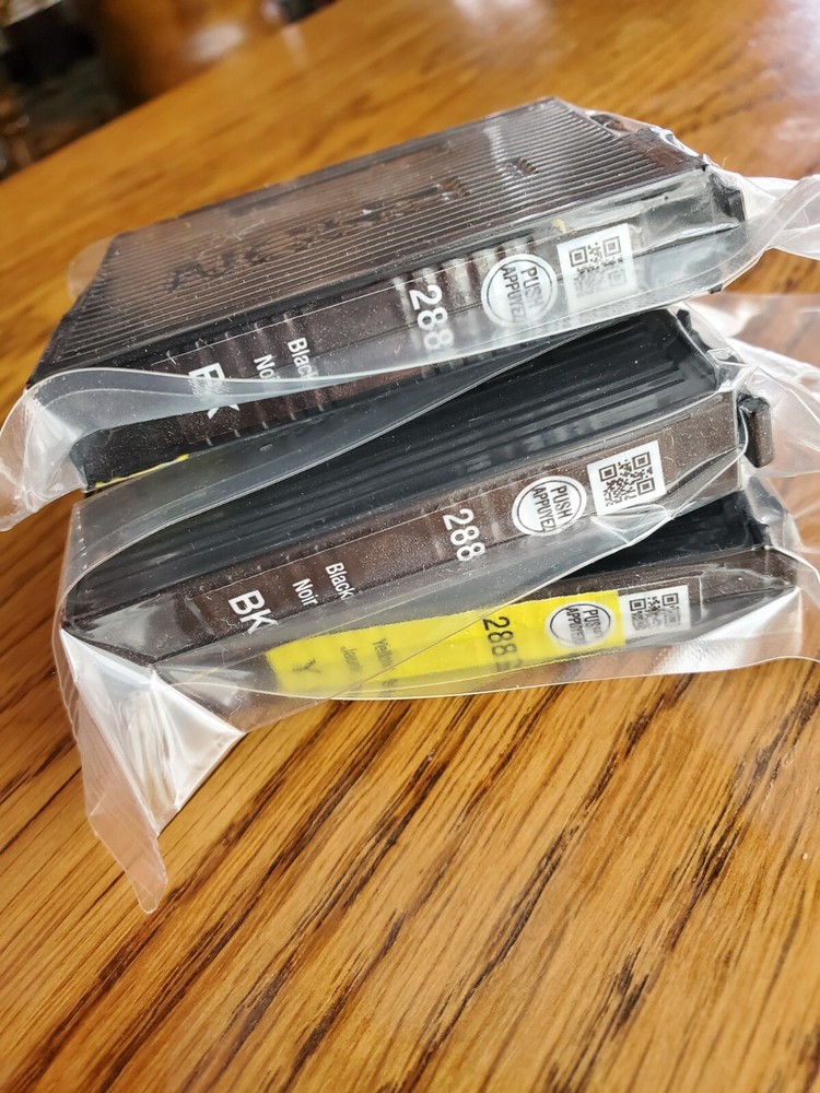 3PK Genuine Epson 288 Color Ink Black Yellow Open Box Sealed Cartridges