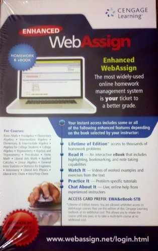 Enhanced WebAssign - Printed Access Code, by Cengage Learning - Very Good p