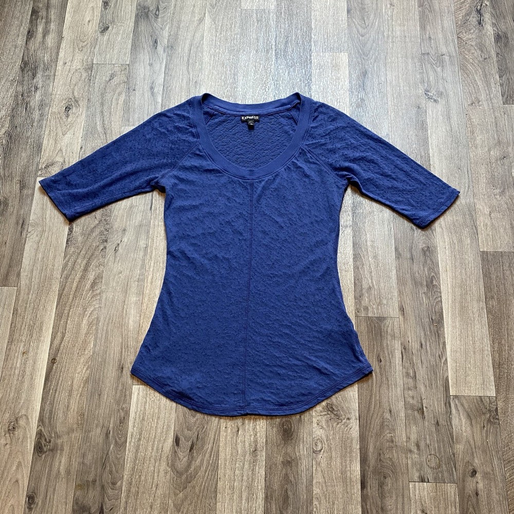 Express Shirt Women’s Size XS Blue Sheer Short Sleeve